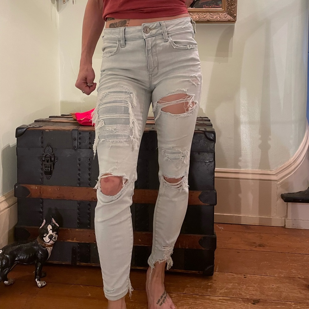 American eagle ripped leggings size 6